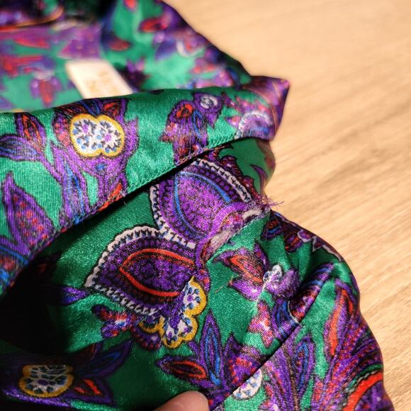 Vintage 90s Victorias Secret Size Medium Satin Top Floral Luxury Sleep Lounge - Picture 10 of 11